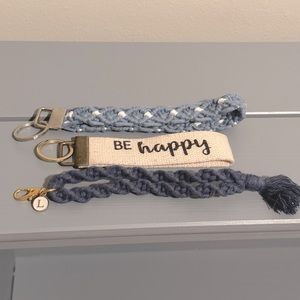 *❤️ 2 for $15* 3 blue and natural wristlet keychains